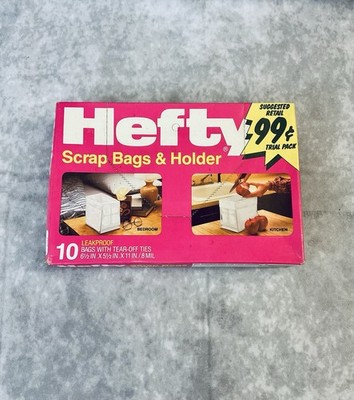 HEFTY SCRAP BAGS AND HOLDER TRIAL PACK 10-COUNT LEAKPROOF BAGS NOS 1984 MOBIL