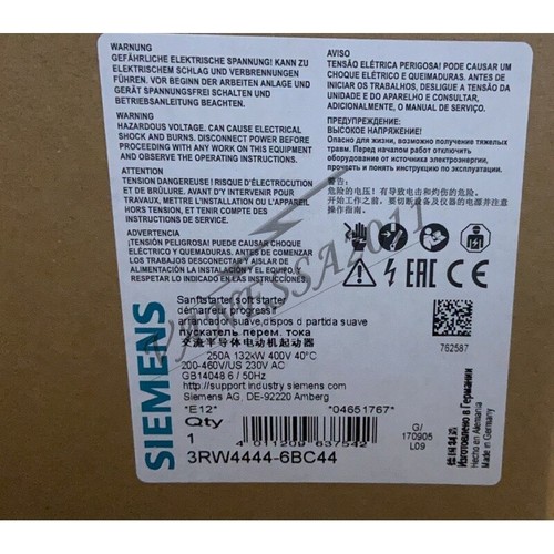 Démarreur Progressif Siemens 3RW4436-6BC44 SIRIUS - Puissance 90kW - Neuf D'origine - Pour Applications Industrielles