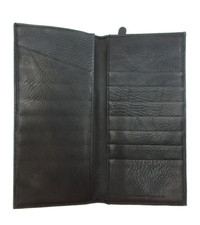 Tommy Hilfiger Travel Wallet Large Ticket and Card Holder Leather 9x4" Black