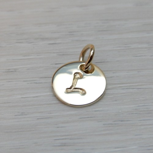 New Genuine Solid 8mm Yellow 9ct Gold Disk Letter Pendant / Charm (375 9k 9kt) - Picture 15 of 17