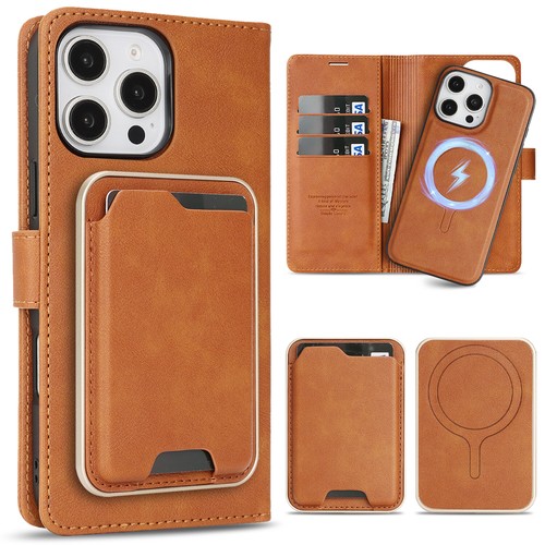 Detachable 3-in-1 Magnetic Wallet Case For iPhone 16 ProMax 16e 15 w Card Holder - 第 2/12 張圖片