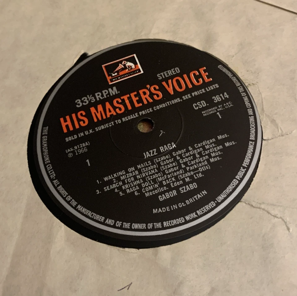 Gabor Szabo Jazz Raga His Master's Voice CSD 3614 1967 UK Press Impulse Jazz Foto 3 de 3