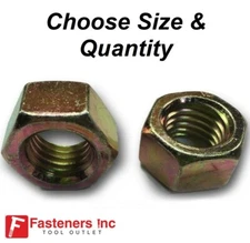 Grade 8 Finish Hex Nuts Yellow Zinc Plated Hardened (Choose Size & Quantity)