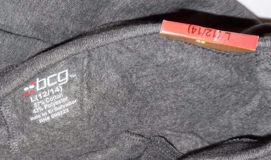 Girls BCG Graphix Junior s Fleece Capri Charcoal Heather Grey Sweatpants L 12 14