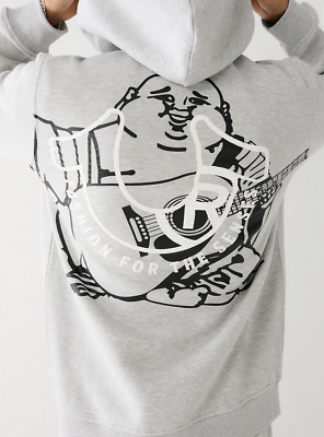 NEW TRUE RELIGION $109 GRAY BUDDHA GRAPHIC HORSESHOE ZIP UP NEW TRUE RELIGION $109 GRAY BUDDHA GRAPHIC HORSESHOE ZIP UP