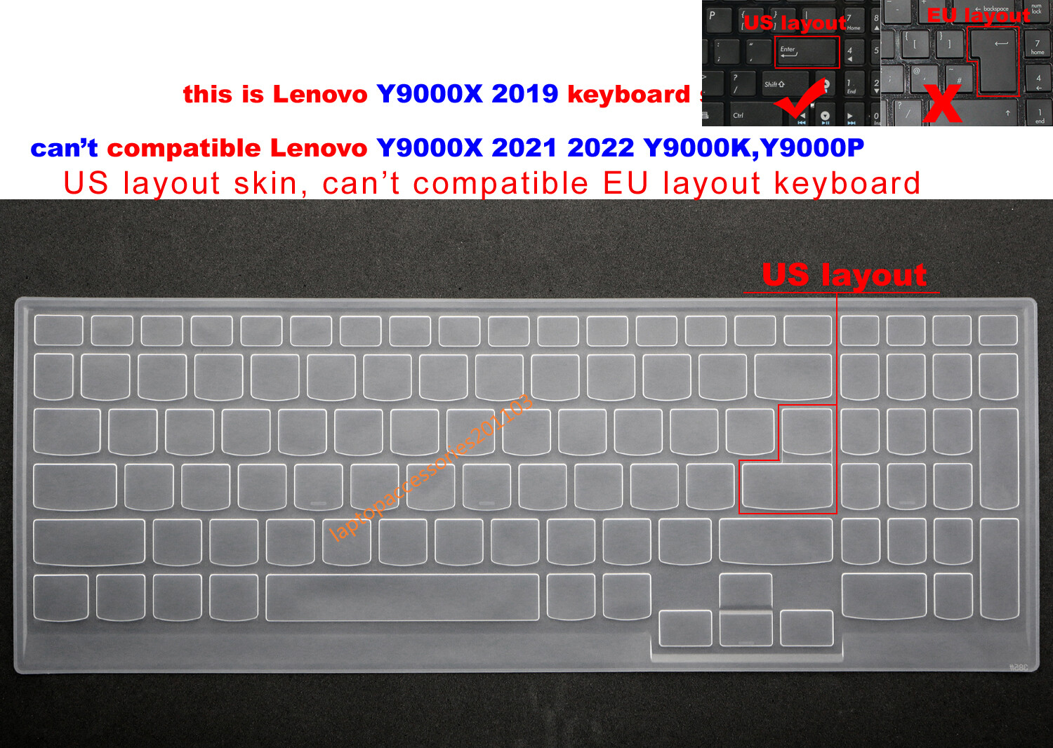 New US Keyboard Skin Cover for Lenovo Legion Y9000X 2019 (Can't fit Y9000K)