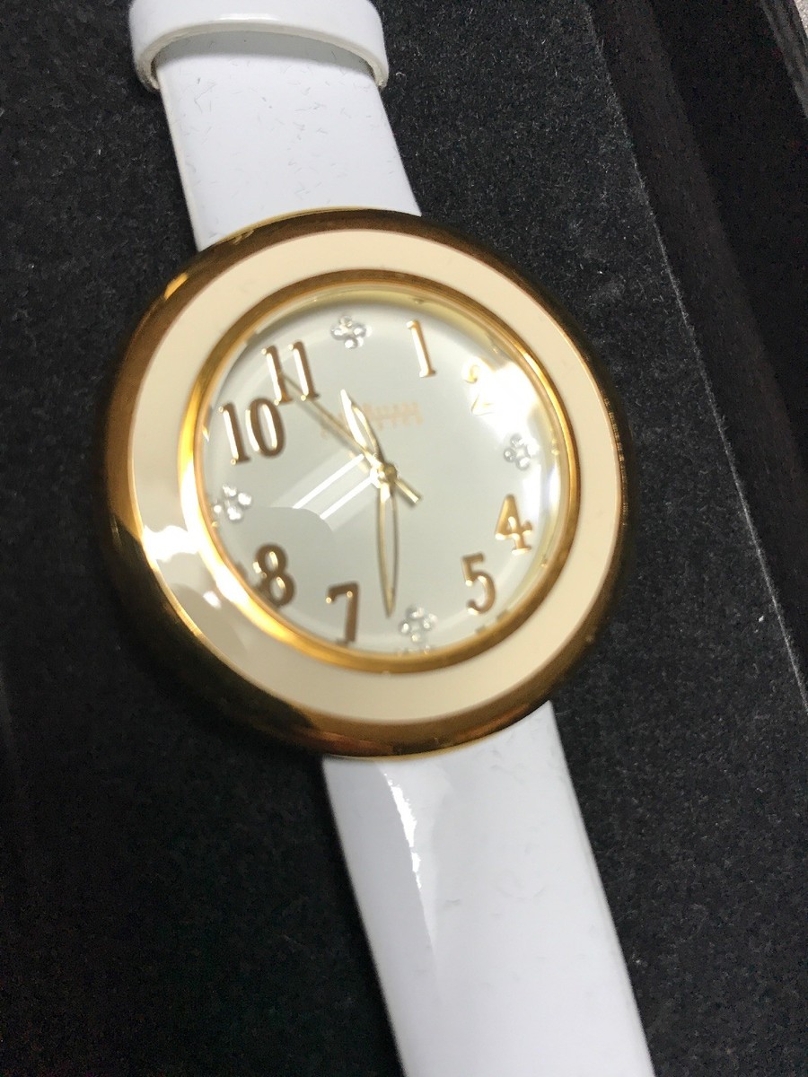 Joan Rivers Classics White Face & White Leather Band Watch  display picture 2