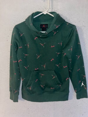 Nike Air Jordan Sweater Boys Medium Green Jumpman Hoodie