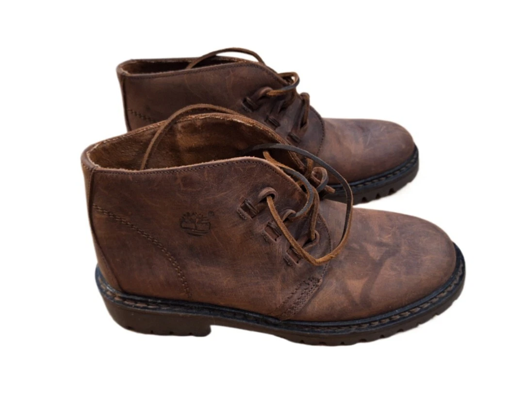 Stivali da donna Chukka vintage rari Timberland marrone in pelle taglia 8 M nuovi senza scatola