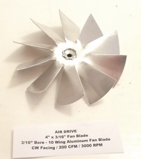 AIR DRIVE 4" x 3/16" Fan Blade 10 Wing Aluminum Fan Blade 3/16" Bore CW eBay