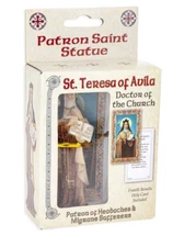 Saint Teresa of Avila Statue, Hand Painted Gold Leaf Accents 4", Boxed