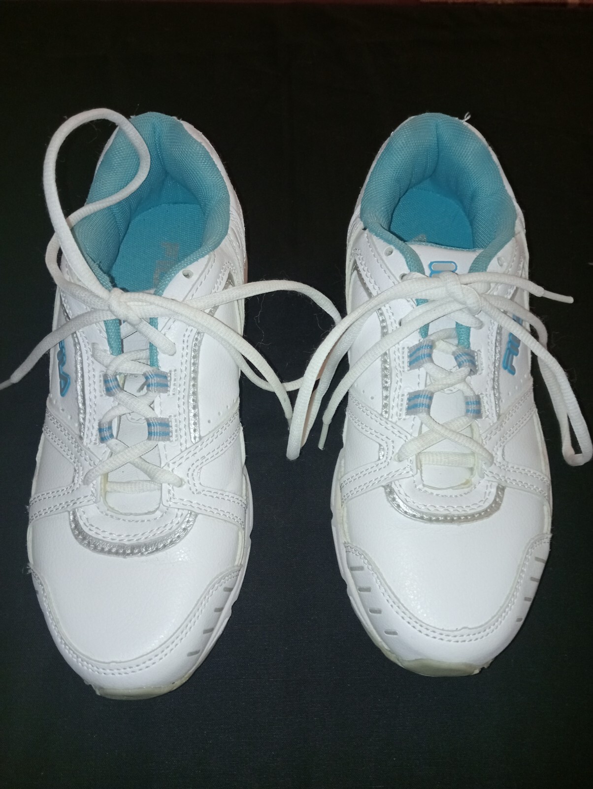 SCARPA DA CORSA DONNA " FILA " TAGLIA 38 5 BIANCO SCRITTE CELESTI (s14)