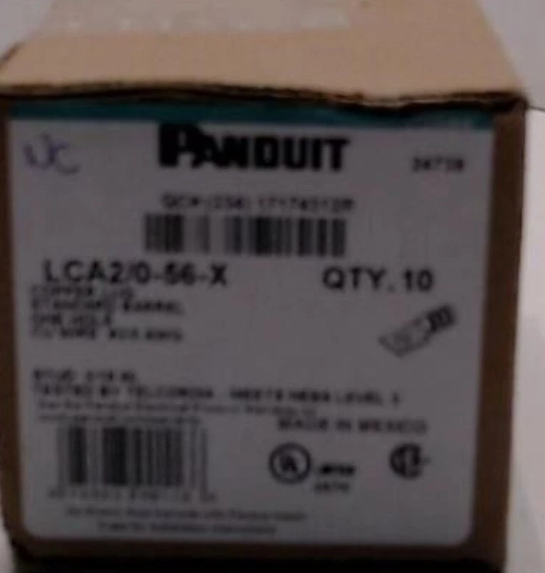 NEW Panduit LCA2/0-56-X Standard Barrel #2/0 AWG one Hole Cupper Lug 10ct(134) Foto 2 de 2