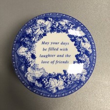 Spode Weinrebenmuster Schmucktopf/blau & wei&szlig;