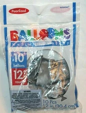 Amscan Pearlized 12" Round Silver Grey Balloon 10 Balloons  Helium Quality