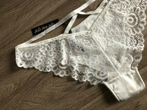 TANGA BRASILIANO PIZZO BELLE VERE NOTTE L - UK 14 BRAZILIAN BRIEF WHITE LOW RISE - Foto 7 di 8