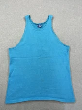 VTG Champion Tank Top Stringer Racer Back Teal Sz L Made In USA Athleisure 