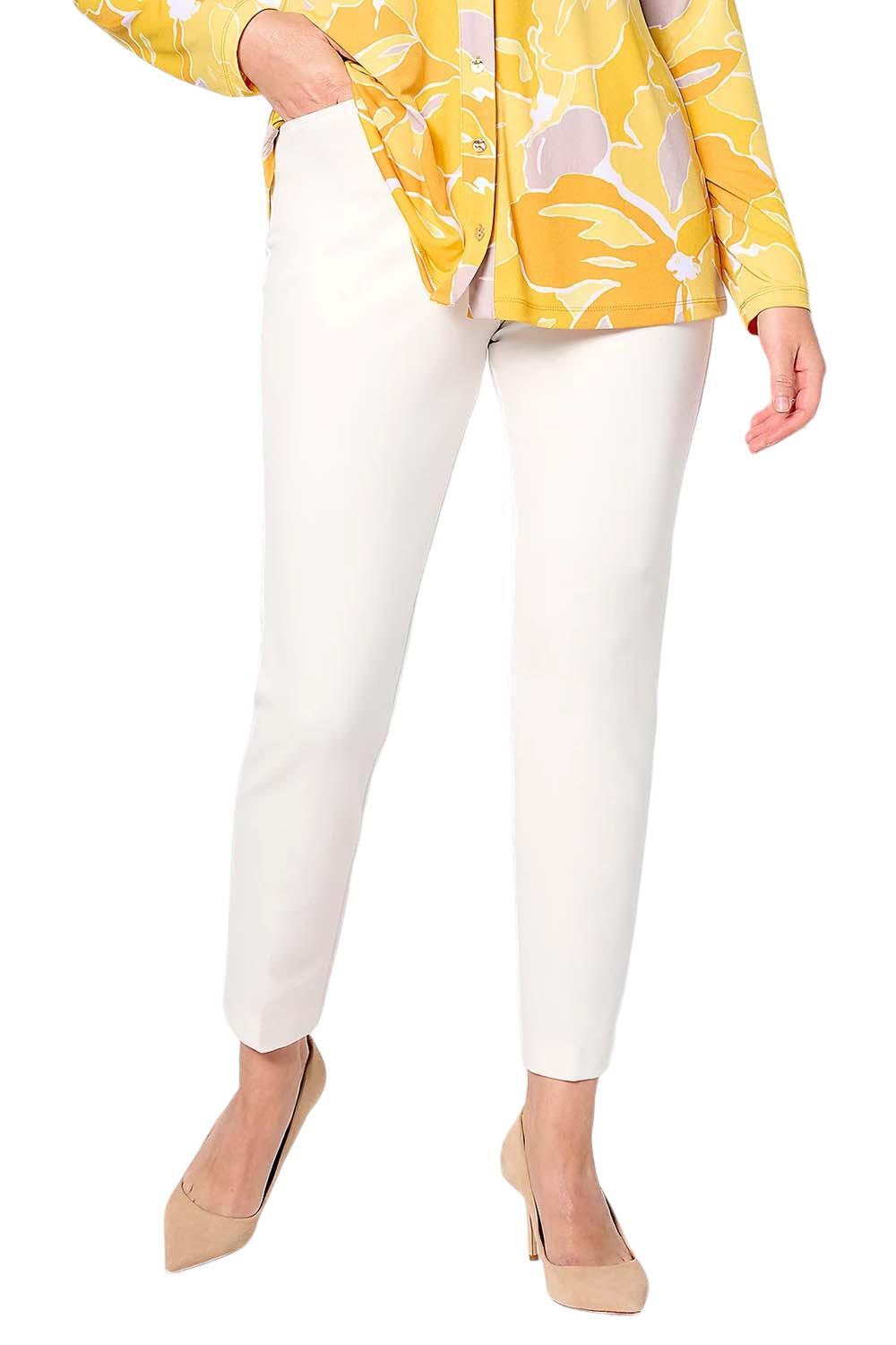 Узкие трикотажные брюки Susan Graver Petite Smart Ponte цвета слоновой кости