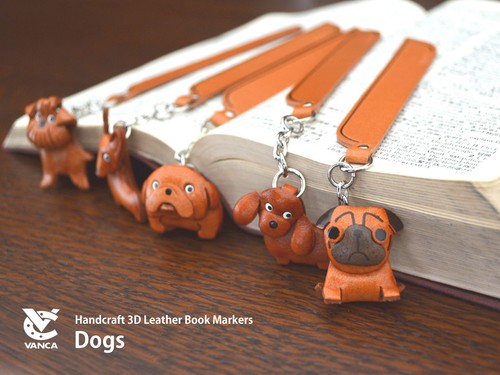 Papillon Leather dog Charm Bookmarker *VANCA* Made in Japan #61745 - Picture 6 of 10