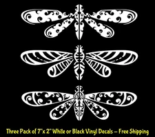 3 Pack Dragonfly Renderings 7" Vinyl Decals Car Window Tablet Notebook Tumblers