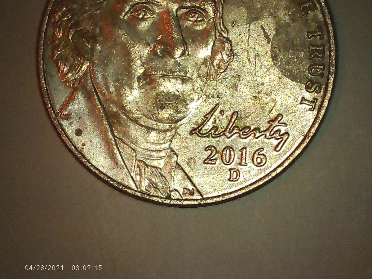Pièce Jefferson Nickel 2016-P – Error DDO (Double Matrice Avers) – Five Steps (5FS)