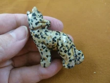 (Y-COY-ST-709) spotted Jasper COYOTE wild dog gemstone carving stone FIGURINE