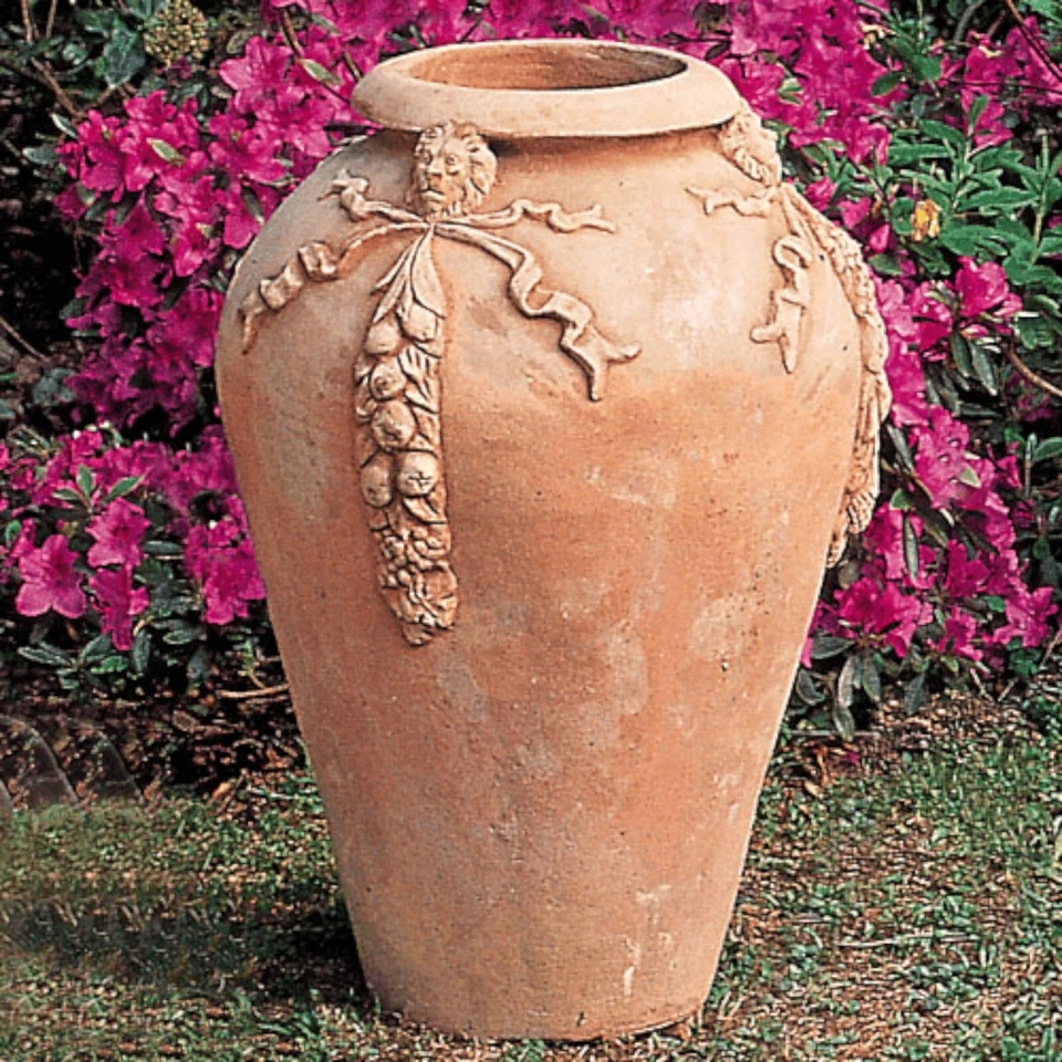 Cruse Dekorativ Amphore Mit Girlanden Ton Italienische Haus Garten H 70cm - Bild 4 von 4