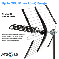 250 Mile Long Range HDTV1080p Outdoes 990 m TV Antenna Digital UHF/VHF FM Radio
