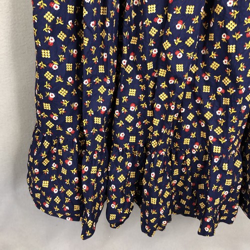 Vintage 70s Maxi Dress Womens Small Blue Yellow Floral Peasant Festival Retro - Picture 10 of 19