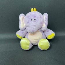 Kids Preferred Purple Elephant Polka Dot Jingle Rattle Yellow Satin Feet  Lovey