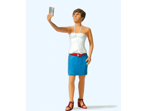 Preiser 45524 Selfie Frau Mit Handy Einzelfigur Spur G MaßStab 1:22,5 Neu-image