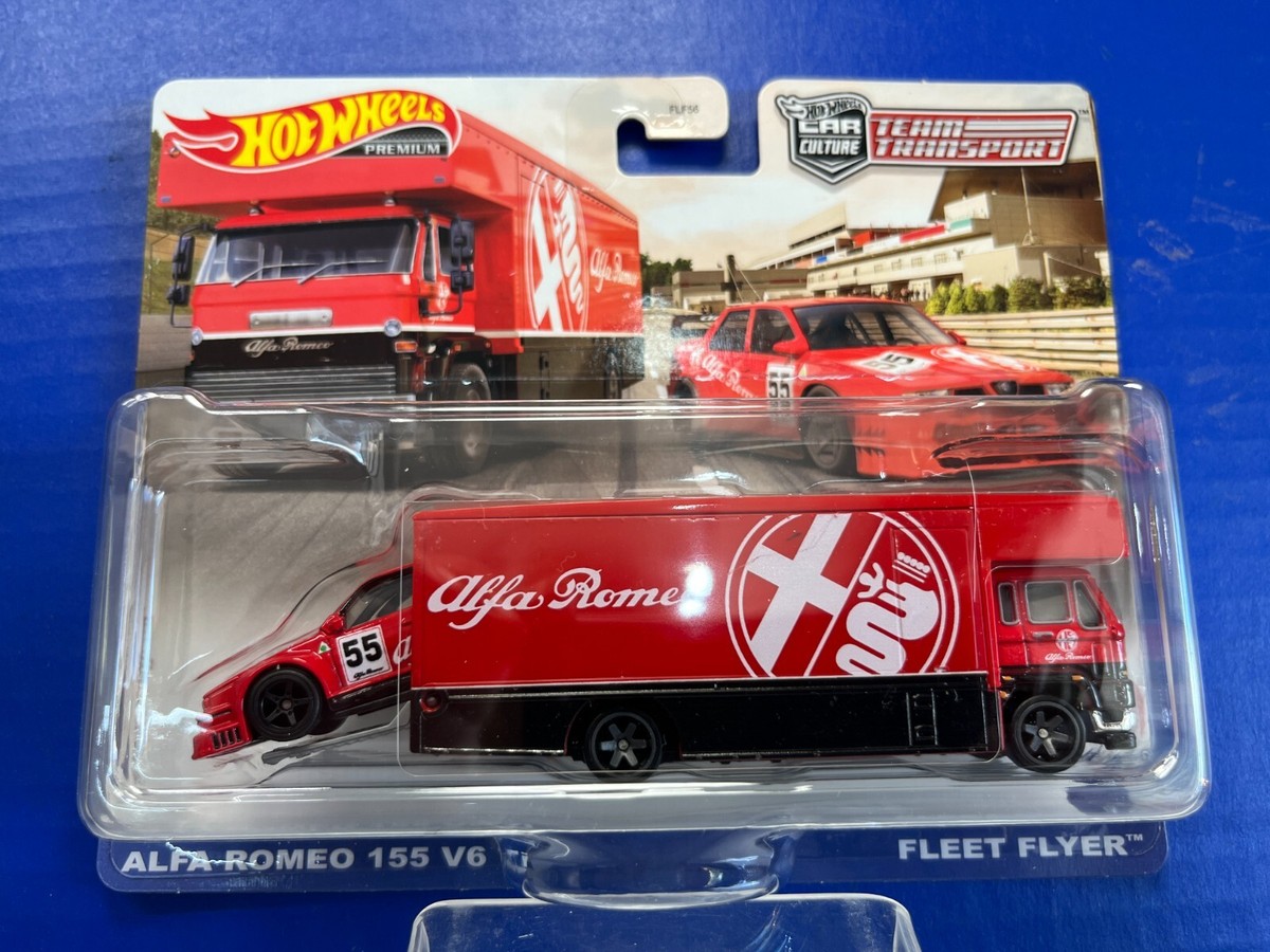 1/64 HOT WHEELS PREMIUM TEAM TRANSPORT ALFA ROMEO 155 V6 & FLEET