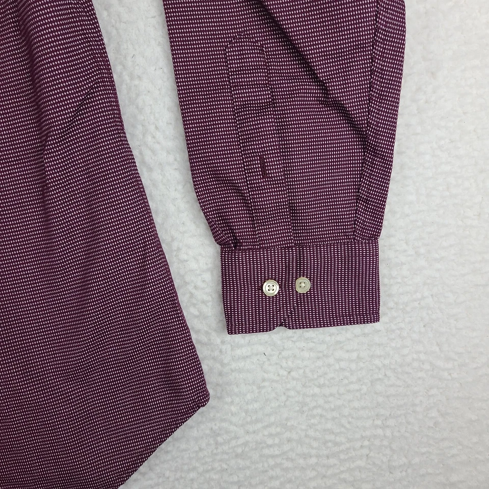Banana Republic Shirt Mens Large Dark Red White Non Iron Tailored Slim Button Up - Image 2 of 4