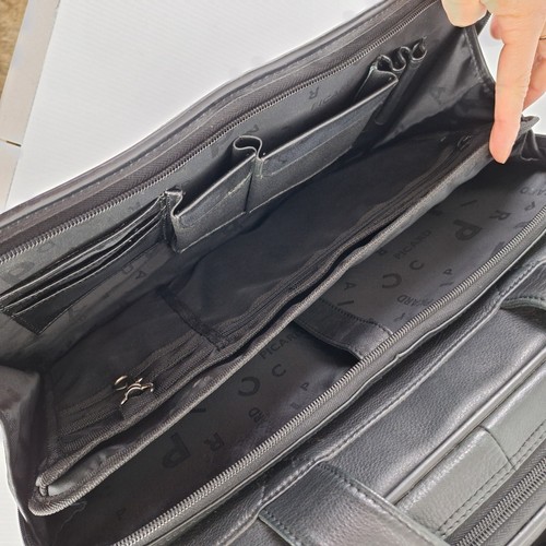 PICARD Black Leather Briefcase Business 2 Wheel Luggage - Picture 15 of 15