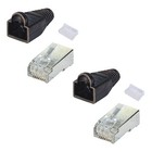 2 Stück CAT5 RJ45 Stecker geschirmt Modular Crimp Patchkabel Netzwerk 2x schwarz