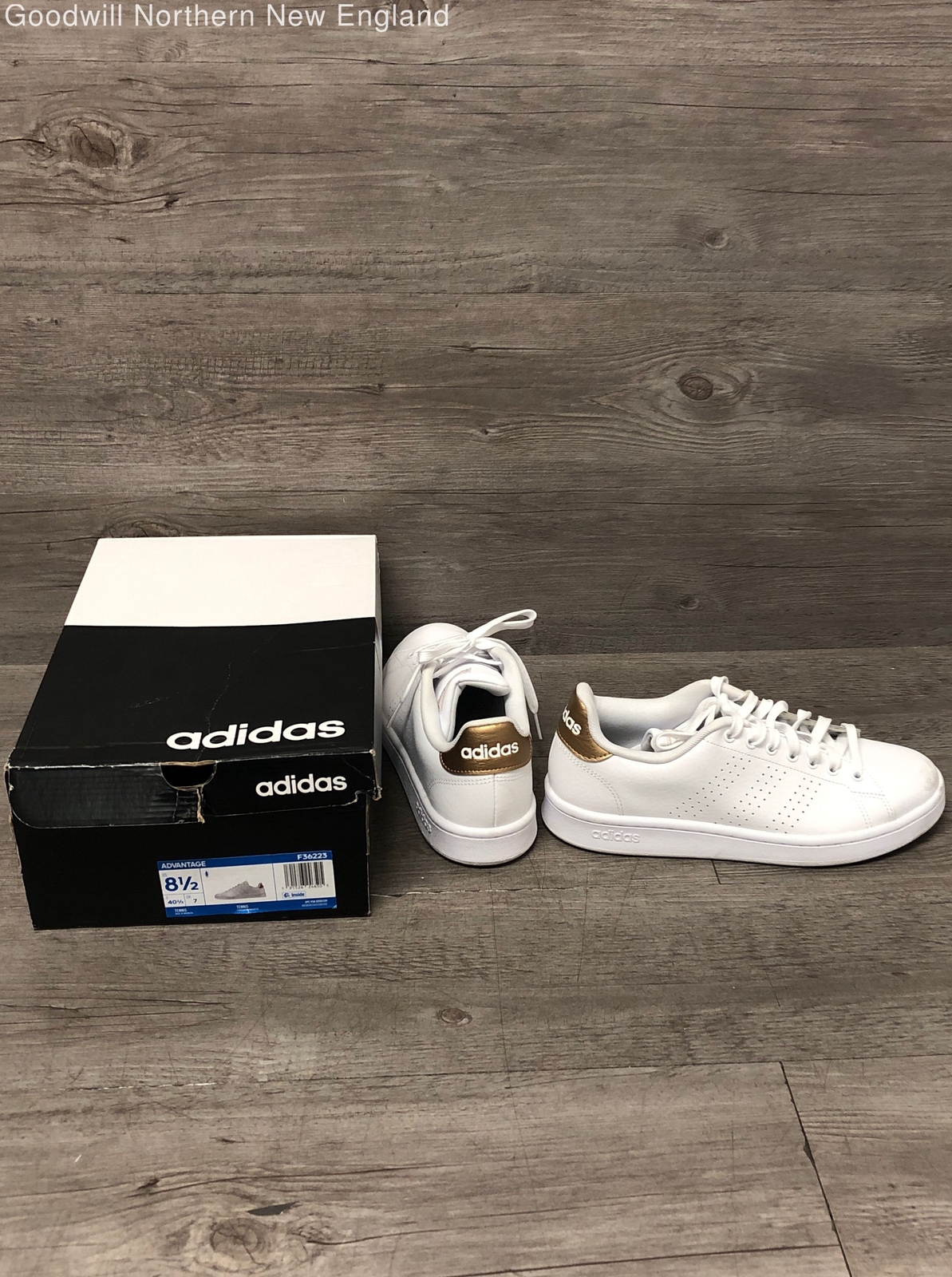 adidas Womens Advantage Tennis Shoes White Gold Sz 8.… Gem