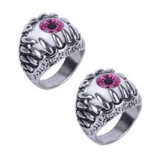 2pcs Mens Dragon Claw Evil Devil Skull Eyeball Ring Gothic Biker Eyes