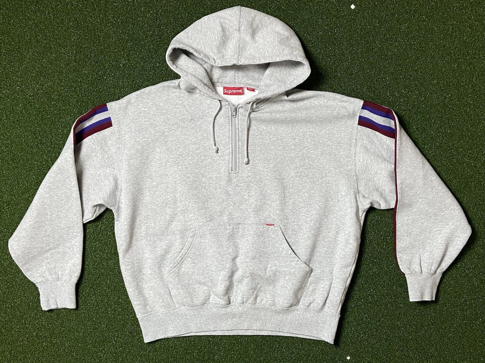 Sweat à capuche Supreme Half Zip Gris bruyère : M   NEUF