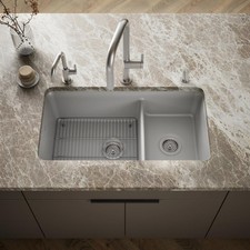 KOHLER K-8204-CM4 Cairn Neoroc 33-1/2" Undermount 2-bowl Kitchen Sink Matte Grey