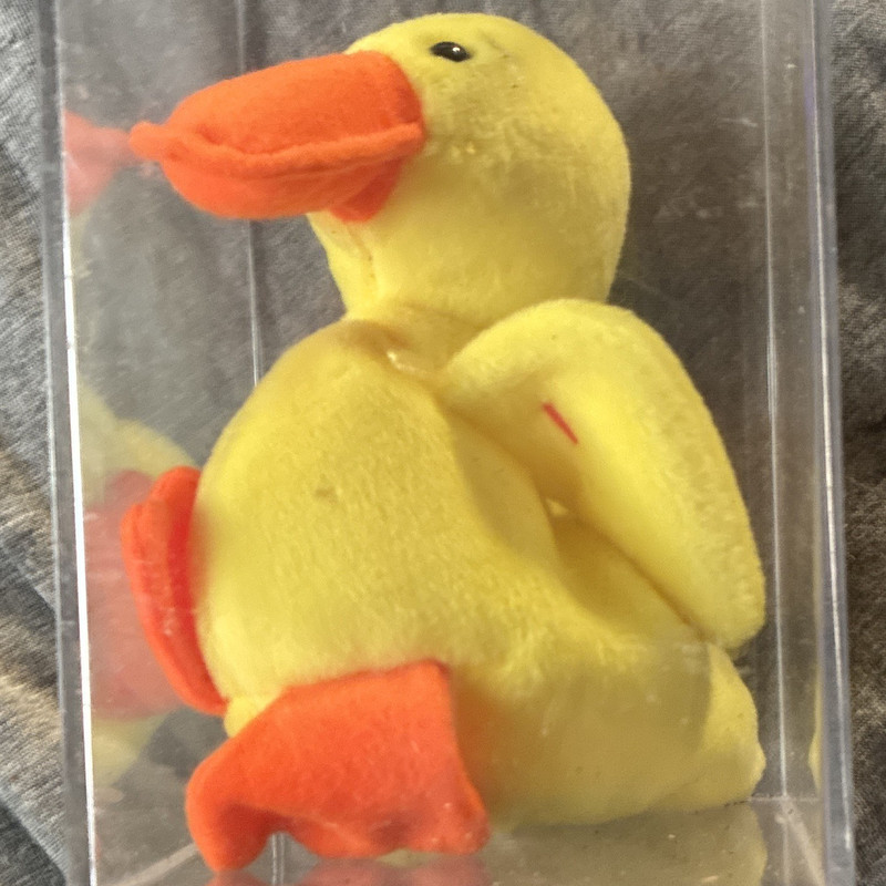 Ty Teenie Beanie Babies Duck Yellow Plush w/ Case 1999 MPN 4114