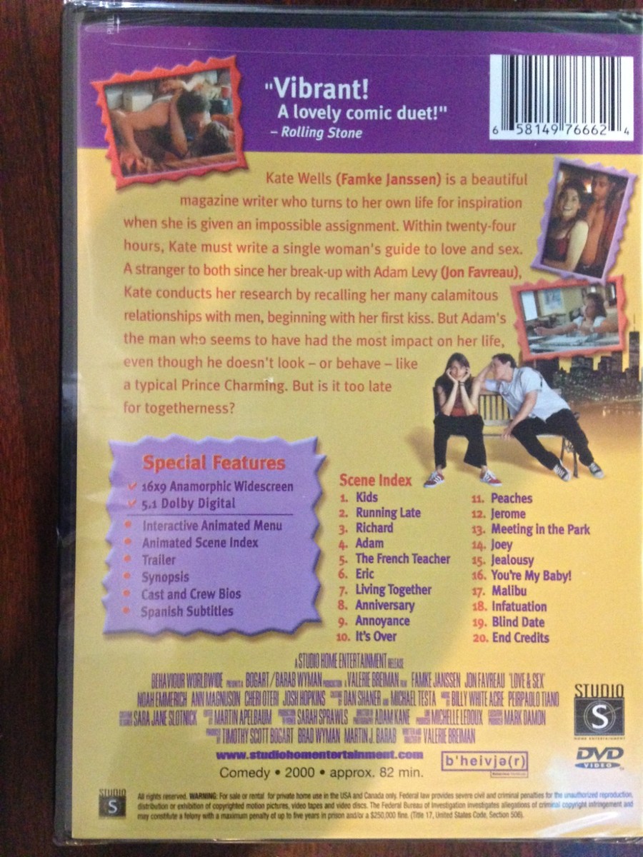 Love & Sex (DVD, 2001) New, Famke Janssen, Jon Favreau, Noah