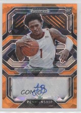2021-22 Prizm Draft Picks College Penmanship Orange Ice Jordan Burns Auto 07rd