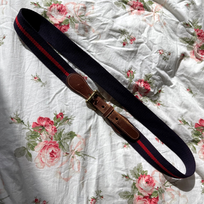 Vintage Dooney & Bourke Wool Surcingle Belt Brass Buckle 