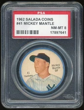 1962 Salada Coins #41 Mickey Mantle PSA 8 *7641