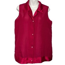 VICTORIA'S SECRET Vintage Gold Label Satin Trim Sleeveless Pajama Top Shirt sz M