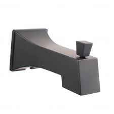 Tub Spout with Diverter 6" Square Bathtub Faucet with Decorative Matte Black Fin