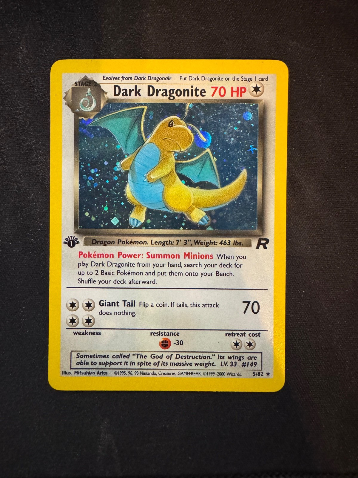 Dark Dragonite 5/82 Holo Rare Team Rocket First Edition Lightly-Played Pokemon