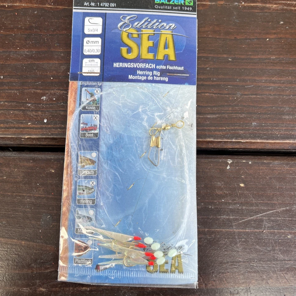 Heringsvorfach Meeresvorfach Fischhaut 5 Arme Glitzerfäden OVP Neu Angeln Ostsee