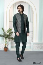 3 Pc Indian Mens Wedding Bollywood Party Wear Traditional Kurta Payjama India