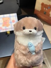 Cute Otter Hug Fish Plush Keychain Pendant So...